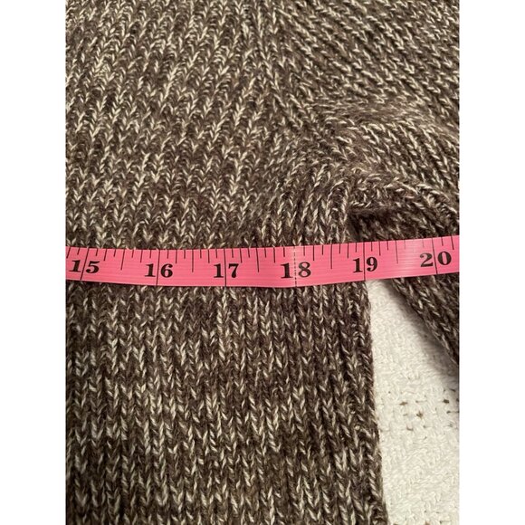 Express wool sweater women's large brown ruffle sleeve & hem crop minimalist - Picture 7 of 9